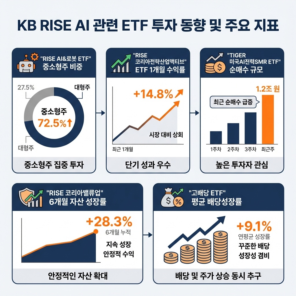 인포그래픽 이미지: KB RISE AI 관련 ETF 투자 핵심 지표 및 트렌드