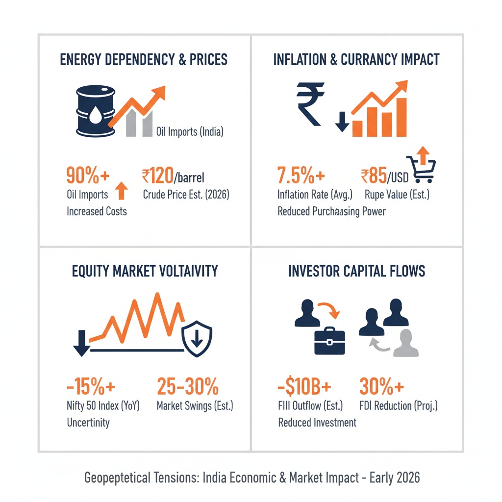 Infographic Image: Geopolitical Tensions and Their Impact on India’s Economy and Markets in Early 2026