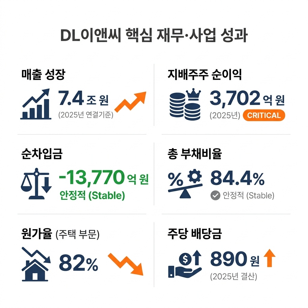 인포그래픽 이미지: DL이앤씨 핵심 재무·사업 성과 인포그래픽