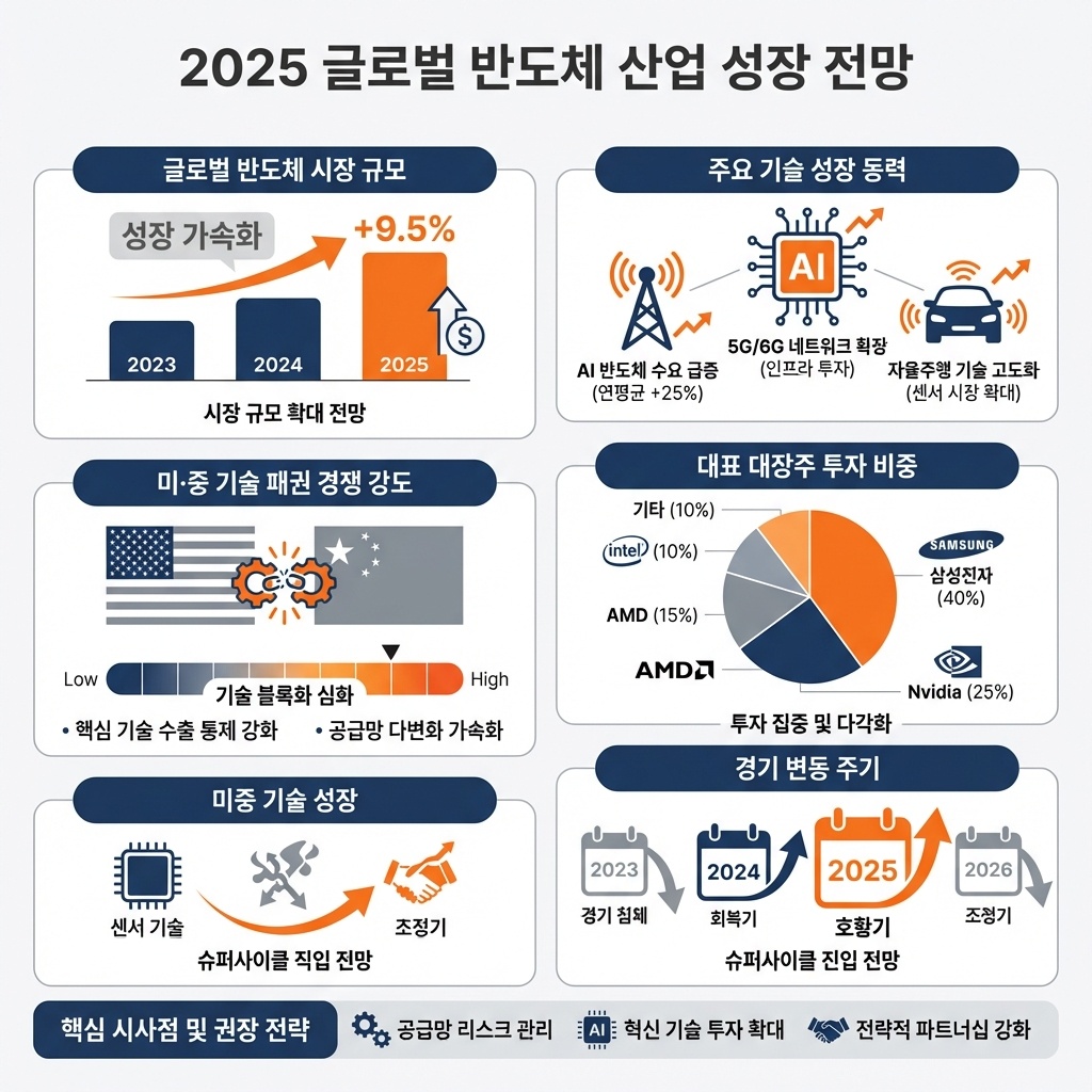 인포그래픽 이미지: 2025년 "반도체 산업" 글로벌 성장과 투자 핵심 지표