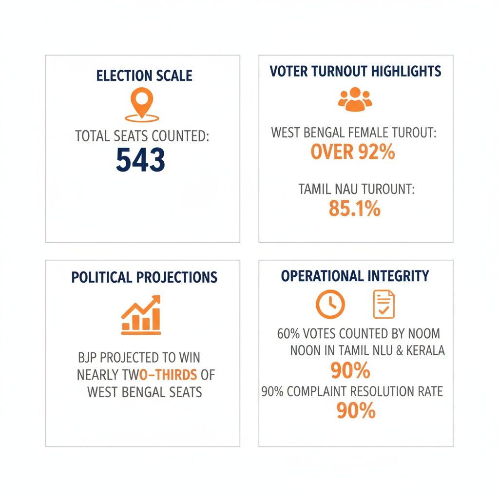 Infographic Image: 2026 Indian Assembly Elections: Early Trends and Key Insights