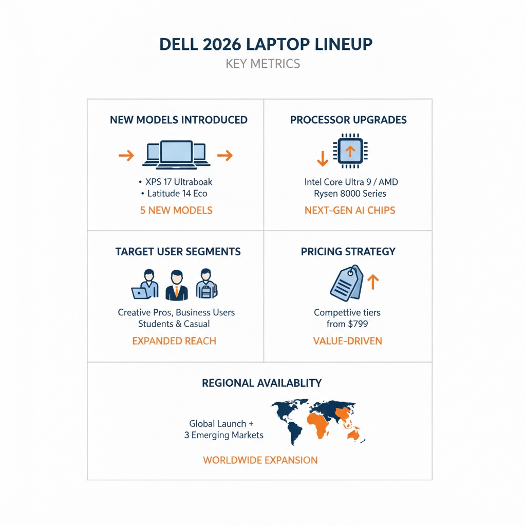 Key metrics highlighting Dell's strategic innovation and market positioning in 2026 laptops.